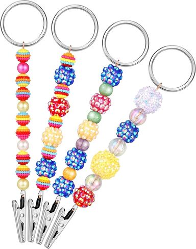 بطاقة junkin ائتمان بطاقة 4 قطع من البطاقة المصرفية المصرفية المزعجة للخرز بطاقة atm card clip keychain keychain chain grabber for long nails atk keychain مع حبات لطيفة (نابضة بالحياة) in Kuwait