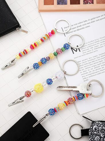 بطاقة junkin ائتمان بطاقة 4 قطع من البطاقة المصرفية المصرفية المزعجة للخرز بطاقة atm card clip keychain keychain chain grabber for long nails atk keychain مع حبات لطيفة (نابضة بالحياة) in Kuwait