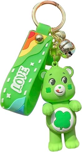 Maralicia Animal Bears Keychain 3D مع سيليكون جرس Jinggle ، والمفاتيح لحقائب الظهر وحقيبة اليد ومحفظة الأولاد والبنات (Green Lucky Bear) in Saudi Arabia