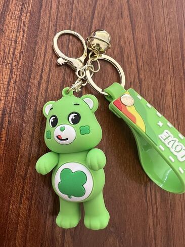 Maralicia Animal Bears Keychain 3D مع سيليكون جرس Jinggle ، والمفاتيح لحقائب الظهر وحقيبة اليد ومحفظة الأولاد والبنات (Green Lucky Bear) in Saudi Arabia