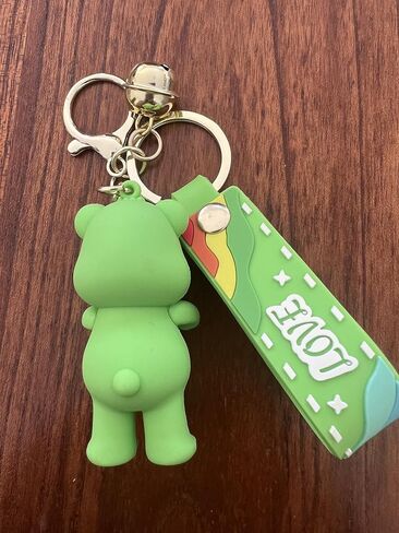 Maralicia Animal Bears Keychain 3D مع سيليكون جرس Jinggle ، والمفاتيح لحقائب الظهر وحقيبة اليد ومحفظة الأولاد والبنات (Green Lucky Bear) in Saudi Arabia