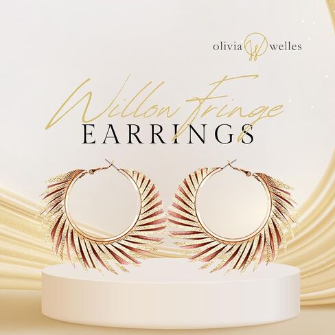 Olivia Welles Willow Chunky Gold Hoop Earrings, Colorful Fringe Spiral Womens Hoop Earrings Fashion Jewelry for Any Event in Saudi Arabia