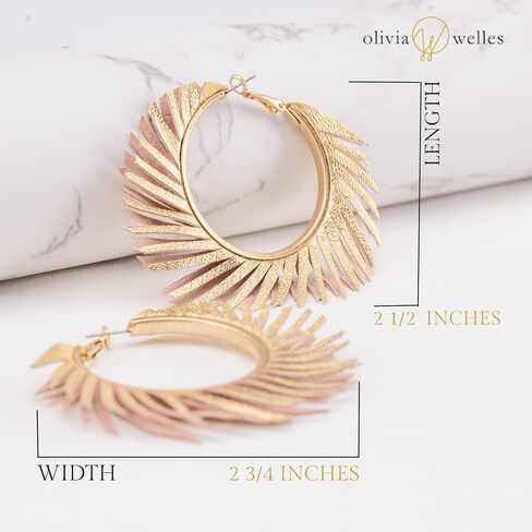 Olivia Welles Willow Chunky Gold Hoop Earrings, Colorful Fringe Spiral Womens Hoop Earrings Fashion Jewelry for Any Event in Saudi Arabia