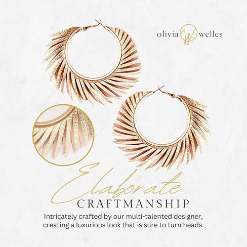 Olivia Welles Willow Chunky Gold Hoop Earrings, Colorful Fringe Spiral Womens Hoop Earrings Fashion Jewelry for Any Event in Saudi Arabia