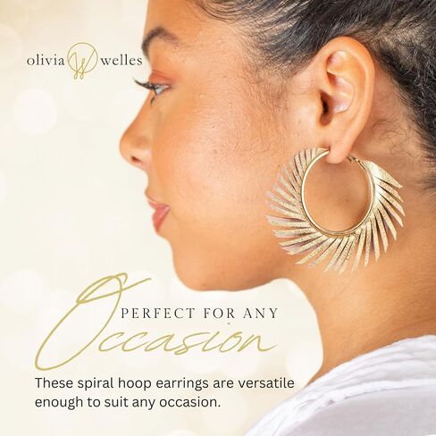 Olivia Welles Willow Chunky Gold Hoop Earrings, Colorful Fringe Spiral Womens Hoop Earrings Fashion Jewelry for Any Event in Saudi Arabia
