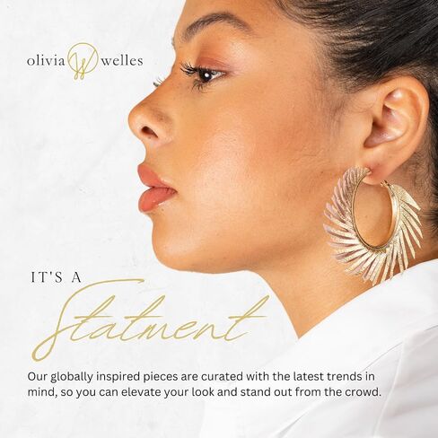 Olivia Welles Willow Chunky Gold Hoop Earrings, Colorful Fringe Spiral Womens Hoop Earrings Fashion Jewelry for Any Event in Saudi Arabia