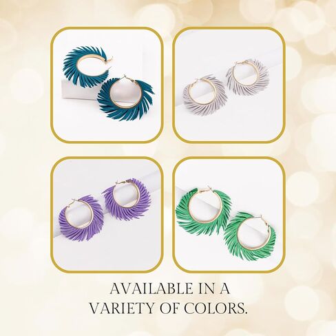 Olivia Welles Willow Chunky Gold Hoop Earrings, Colorful Fringe Spiral Womens Hoop Earrings Fashion Jewelry for Any Event in Saudi Arabia