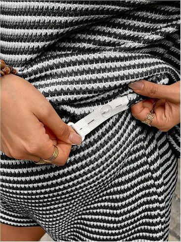 SweatyRocks Women's Maternity 2 Piece Outfits Summer Striped Shorts Sets with Tee Top in Saudi Arabia