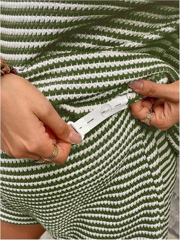 SweatyRocks Women's Maternity 2 Piece Outfits Summer Striped Shorts Sets with Tee Top in Saudi Arabia