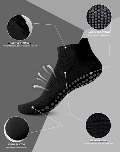 Yawlsow 4 Pair Pilates Grip Socks for Men Non Slip Grippy Socks Yoga Non Skid Sticky Sock for Hospital House Elderly in Saudi Arabia