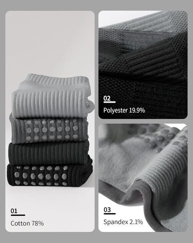 Yawlsow 4 Pair Pilates Grip Socks for Men Non Slip Grippy Socks Yoga Non Skid Sticky Sock for Hospital House Elderly in Saudi Arabia