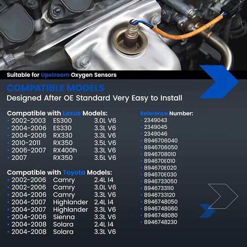 مستشعر Oxygen O2 234-9042 متوافق مع Toyota Camry ، 8946708010 مستشعر الأوكسجين الاستبدال المتوافق مع Lexus ES300 ES330 RX330 RX350 RX400H ، 1PCS in Saudi Arabia