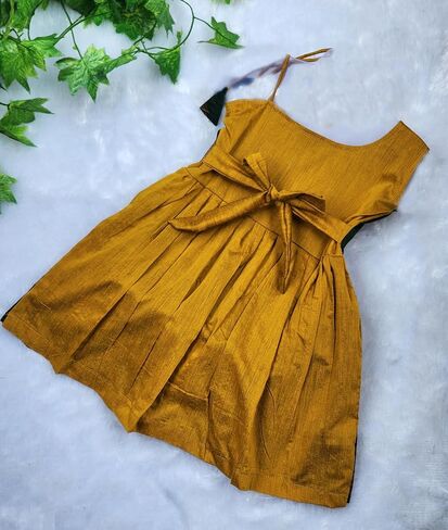 Girl's Traditional Ethnic Wear Kalyani Cotton Flower Knot Frock in Kuwait