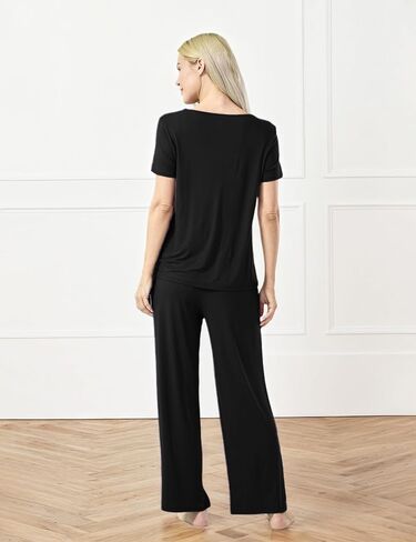 GYS Bamboo-derived Viscose Women's Pajamas Set Short Sleeve Top With Pants 2-Piece Sleep Set in Saudi Arabia