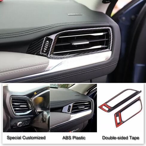 Xiter 2pcs ABS Cabon على غرار الألياف الجانبية الجانبية الأمامية تغطية منفذ فتحة لفورد Escape 2020 2021 2022 2023 2024 2025 الملحقات الداخلية ، ألياف الكربون in Kuwait