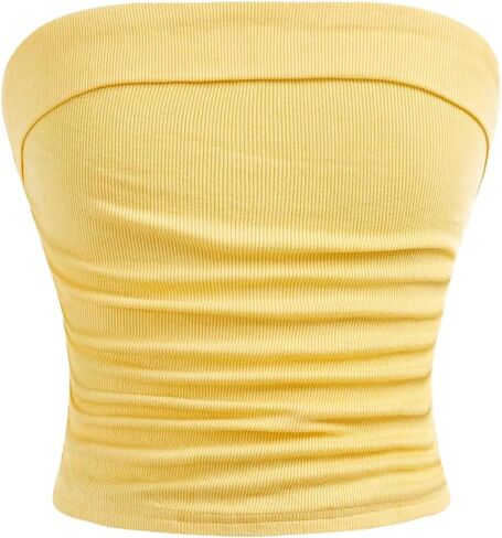 Verdusa Girl's Ruched Strapless Tube Top Backless Ribbed Fitted Going Out Tops in Kuwait