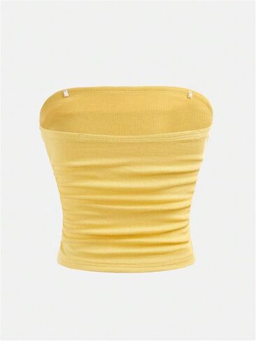 Verdusa Girl's Ruched Strapless Tube Top Backless Ribbed Fitted Going Out Tops in Kuwait