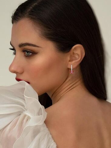 أقراط Seiyang Brutterfly Birthstone 925 Sterling Silver Butterfly Hoop Huggie أقراط مع هدايا مجوهرات عيد ميلاد 12 شهرًا للنساء أمي لها in Kuwait