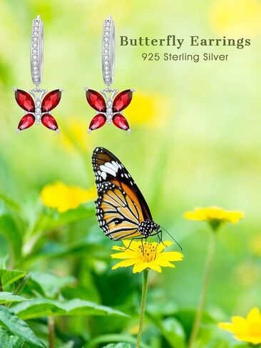 أقراط Seiyang Brutterfly Birthstone 925 Sterling Silver Butterfly Hoop Huggie أقراط مع هدايا مجوهرات عيد ميلاد 12 شهرًا للنساء أمي لها in Kuwait