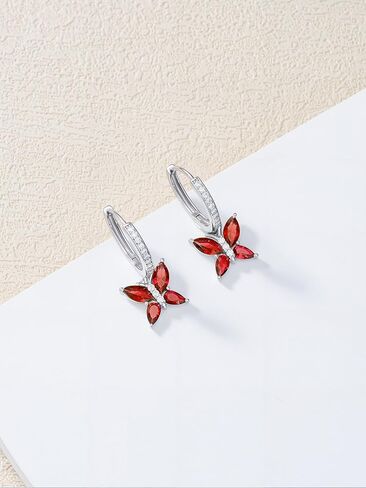 أقراط Seiyang Brutterfly Birthstone 925 Sterling Silver Butterfly Hoop Huggie أقراط مع هدايا مجوهرات عيد ميلاد 12 شهرًا للنساء أمي لها in Kuwait