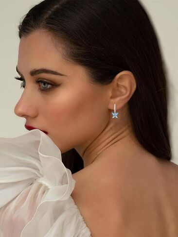 أقراط Seiyang Brutterfly Birthstone 925 Sterling Silver Butterfly Hoop Huggie أقراط مع هدايا مجوهرات عيد ميلاد 12 شهرًا للنساء أمي لها in Kuwait