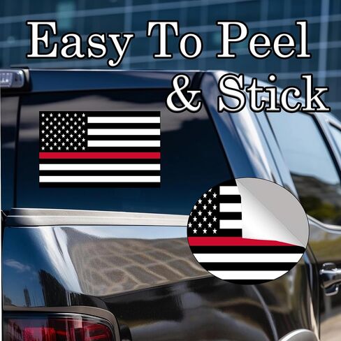 3 Pack Firefighter Thin Red Line Flag Sticker Vinyl Decal for Car Truck Window Bumper Sticker Support for Firemen Fire Department (3x5 Inch 3 Pack) in Kuwait