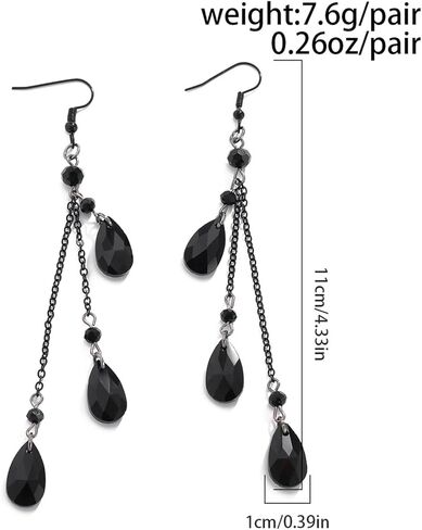 Gothic Blood Drop Earrings,Retro Goth Black/Red Crystal Bead Earrings Punk Teardrop Red Earring Halloween Cosplay Party Jewelry for Women in Saudi Arabia
