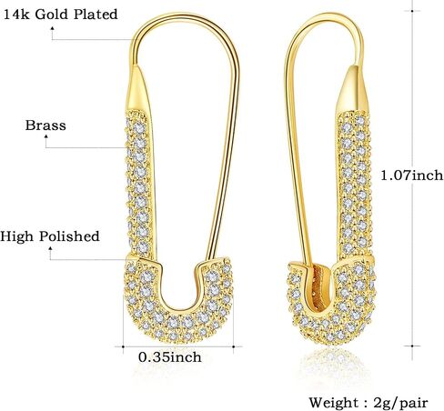 SANNYRA Safety Pin Earrings for Women, Gold Paperclip Earrings for Women Trendy, Minimalist Dangle Hoop Paper Clip Ear Hoop Studs Daily Jewelry in Saudi Arabia