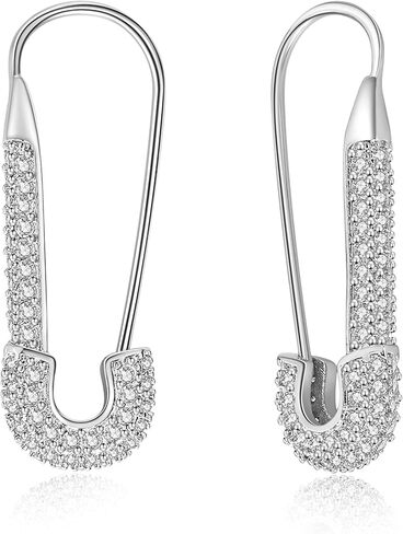 SANNYRA Safety Pin Earrings for Women, Gold Paperclip Earrings for Women Trendy, Minimalist Dangle Hoop Paper Clip Ear Hoop Studs Daily Jewelry in Saudi Arabia
