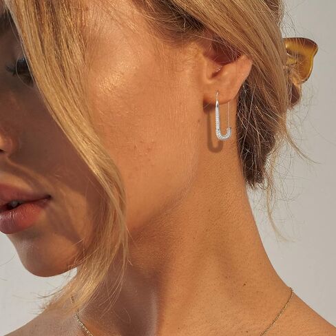 SANNYRA Safety Pin Earrings for Women, Gold Paperclip Earrings for Women Trendy, Minimalist Dangle Hoop Paper Clip Ear Hoop Studs Daily Jewelry in Saudi Arabia