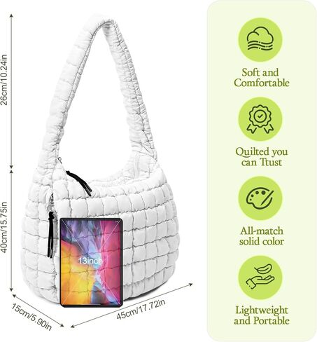 Quilted Tote Bag, Large Lightweight Quilted Bag Puffer Tote Bag Trendy Puffy Purse Hobo Bags for Women in Kuwait