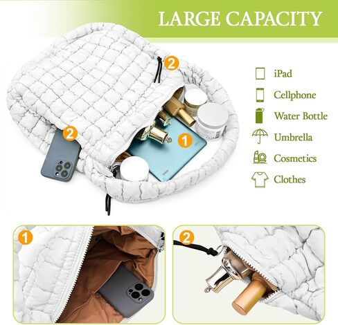 Quilted Tote Bag, Large Lightweight Quilted Bag Puffer Tote Bag Trendy Puffy Purse Hobo Bags for Women in Kuwait
