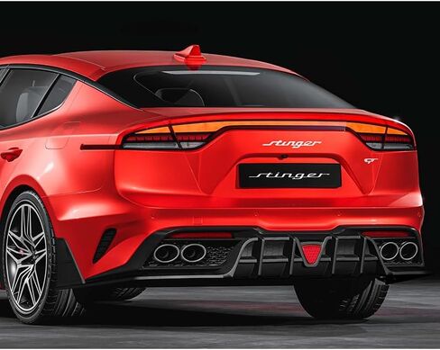 W-Power ، Diffuser الخلفي متوافق مع 2018-2023 Kia Stinger ، Black PU الإضافات الإضافية على خلفية نماذج الشفاه المفسد الطقم مع ضوء الفرامل ، 2019 2020 2021 2022 (LAINGED Black Black + Smoke LED) in Saudi Arabia