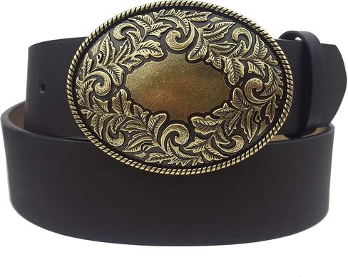 Western Oval Floral Engrave Buckle with Vegan Belt in Saudi Arabia