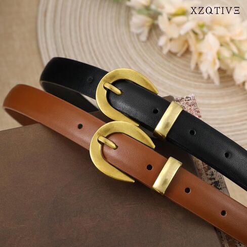 أحزمة الجلود النسائية XZQTIVE للسيدات لبناك الجينز بنطلون أزياء أحزمة سوداء للسيدات أحزمة الخصر مع مشبك الذهب in Saudi Arabia