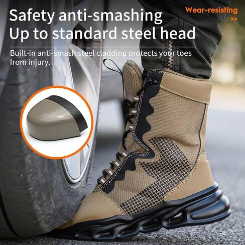 Steel Toe Boots For Men Indestructible Work Shoes Puncture Proof Lightweight Comfortable Industrial Slip On Safety Shoes All Seasons in Saudi Arabia