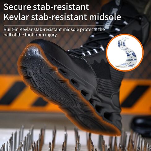 Steel Toe Boots For Men Indestructible Work Shoes Puncture Proof Lightweight Comfortable Industrial Slip On Safety Shoes All Seasons in Saudi Arabia
