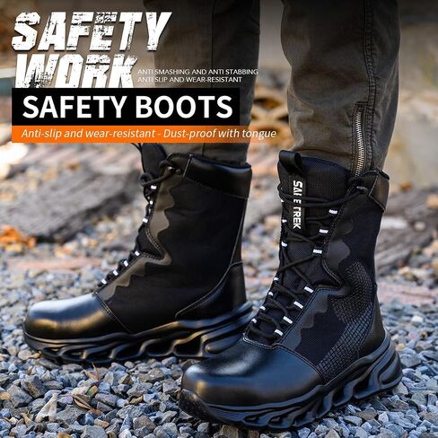 Steel Toe Boots For Men Indestructible Work Shoes Puncture Proof Lightweight Comfortable Industrial Slip On Safety Shoes All Seasons in Saudi Arabia
