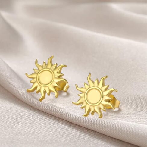 Dainty Tiny Sun Stud Earrings Sensitive Ears Stainless Steel Minimalist Sunshine Cartilage Tragus Hypoallergenic Piercing Studs Fashion Statement Jewelry Birthday Graduation Gifts For Women Men in Saudi Arabia