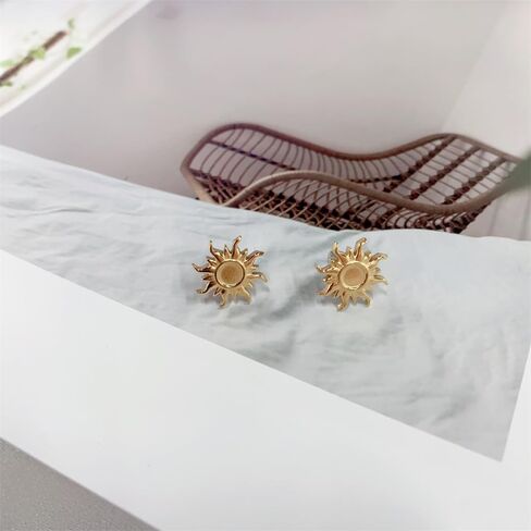 Dainty Tiny Sun Stud Earrings Sensitive Ears Stainless Steel Minimalist Sunshine Cartilage Tragus Hypoallergenic Piercing Studs Fashion Statement Jewelry Birthday Graduation Gifts For Women Men in Saudi Arabia