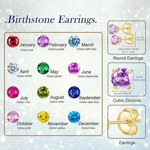 Earrings for Women, S925 Sterling Silver Birthstone Round Studs Earring for Girlfriend Wife, Anniversary Birthday Christmas Valentines Mothers Day Gifts Jewelry for Womens Wife Her Mom in Saudi Arabia