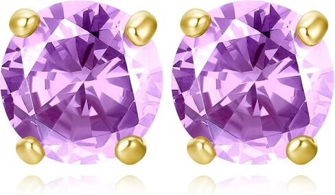Earrings for Women, S925 Sterling Silver Birthstone Round Studs Earring for Girlfriend Wife, Anniversary Birthday Christmas Valentines Mothers Day Gifts Jewelry for Womens Wife Her Mom in Saudi Arabia