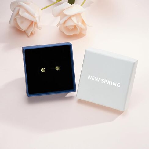 Earrings for Women, S925 Sterling Silver Birthstone Round Studs Earring for Girlfriend Wife, Anniversary Birthday Christmas Valentines Mothers Day Gifts Jewelry for Womens Wife Her Mom in Saudi Arabia