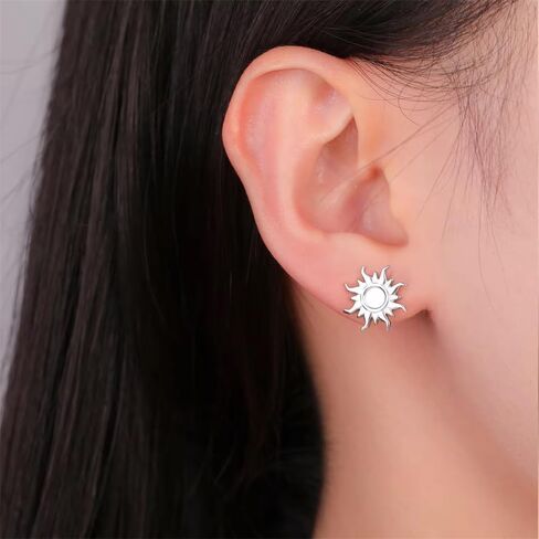 Dainty Tiny Sun Stud Earrings Sensitive Ears Stainless Steel Minimalist Sunshine Cartilage Tragus Hypoallergenic Piercing Studs Fashion Statement Jewelry Birthday Graduation Gifts For Women Men in Saudi Arabia