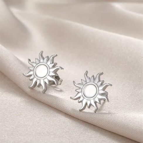 Dainty Tiny Sun Stud Earrings Sensitive Ears Stainless Steel Minimalist Sunshine Cartilage Tragus Hypoallergenic Piercing Studs Fashion Statement Jewelry Birthday Graduation Gifts For Women Men in Saudi Arabia