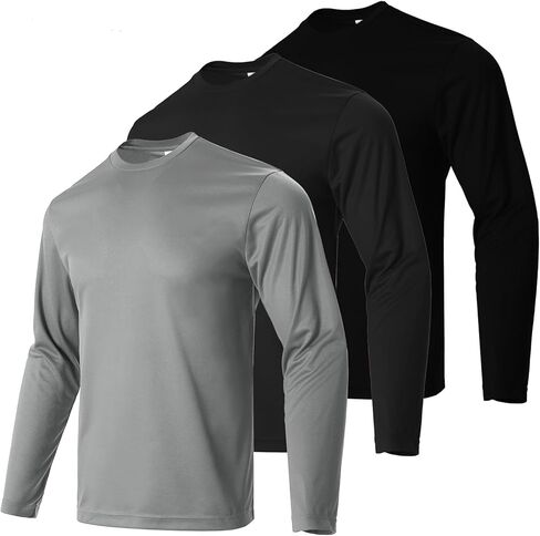 Mens Active Athletic T-Shirts Quick Dry Crew Neck Tees Fishing Hiking Long Sleeve Shirt Multipack in Kuwait