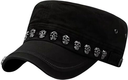 Oversize Cadet Hat Women Hip Hip Punk Rock Rivet Cotton Baseball Caps Big Head Men Army Sun Caps Dad Flat Top Fitted Hats in Saudi Arabia