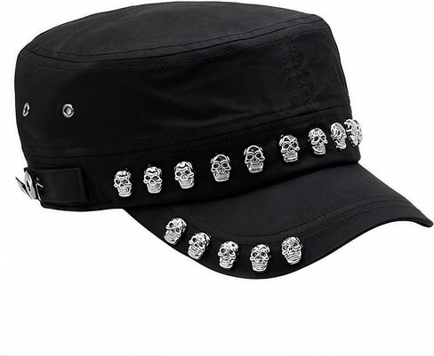 Oversize Cadet Hat Women Hip Hip Punk Rock Rivet Cotton Baseball Caps Big Head Men Army Sun Caps Dad Flat Top Fitted Hats in Saudi Arabia