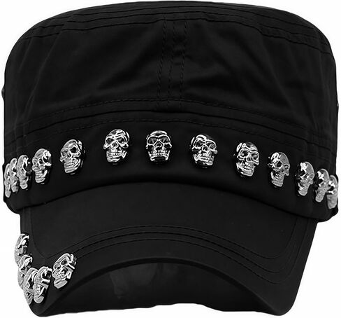 Oversize Cadet Hat Women Hip Hip Punk Rock Rivet Cotton Baseball Caps Big Head Men Army Sun Caps Dad Flat Top Fitted Hats in Saudi Arabia