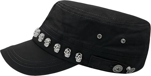 Oversize Cadet Hat Women Hip Hip Punk Rock Rivet Cotton Baseball Caps Big Head Men Army Sun Caps Dad Flat Top Fitted Hats in Saudi Arabia